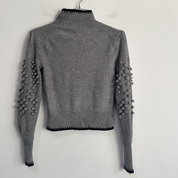 BCBGMaxazria Mock Neck Sweater XS Gray Popcorn Stitch Merino Wool Blend NWOT - Picture 9 of 10